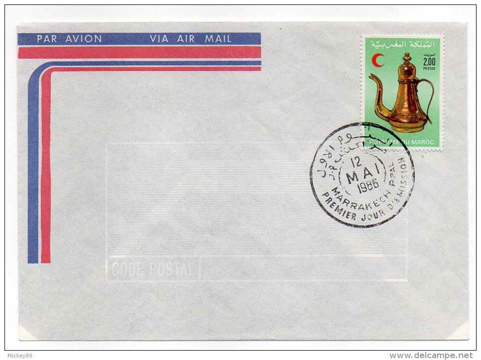 Maroc  --1985-MARRAKECH---FDC--1er Jour D'émission Du Timbre 12 MAI 85  --Beau Cachet Sur Enveloppe - Morocco (1956-...)