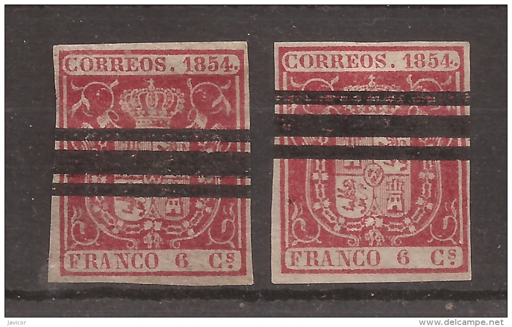 1854 Edifil 24 Barrado PAREJA - Used Stamps