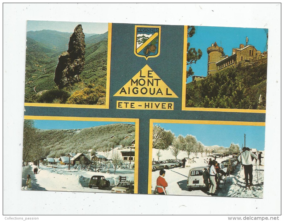 Cp , 48 , LE MONT AIGOUAL , Citroen 2 Cv , Renault 4 L , Multi  Vues , Ed : SL N° 18.499 , écrite - Turismo