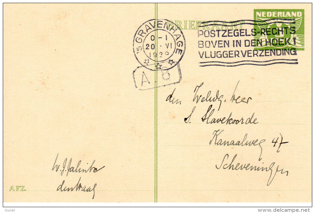 Bk G 222 Met Flierstempel 'sGravenhage Naar Scheveningen 20.VI 1929 - Postal Stationery