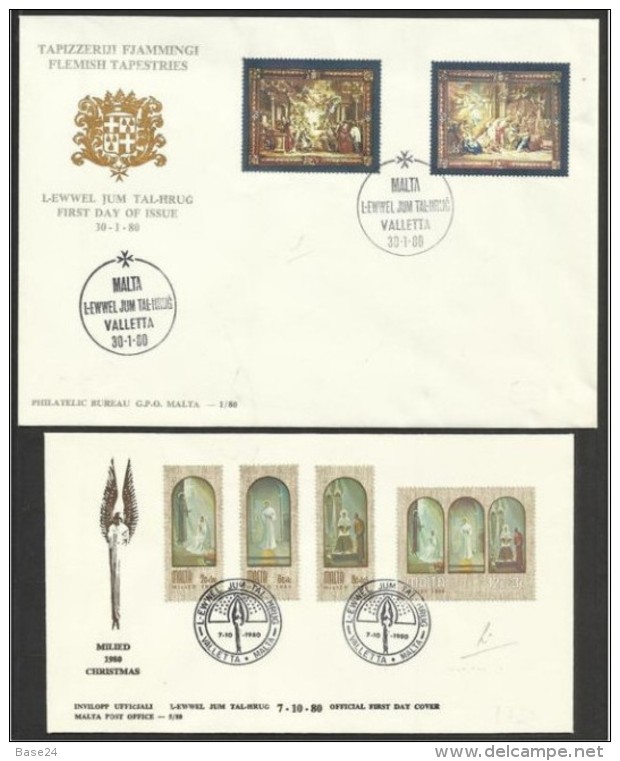 1980 Malta 5 SERIE SU 5 FDC : 596/97+598/601+602+603/4+ 605/8 - Malta