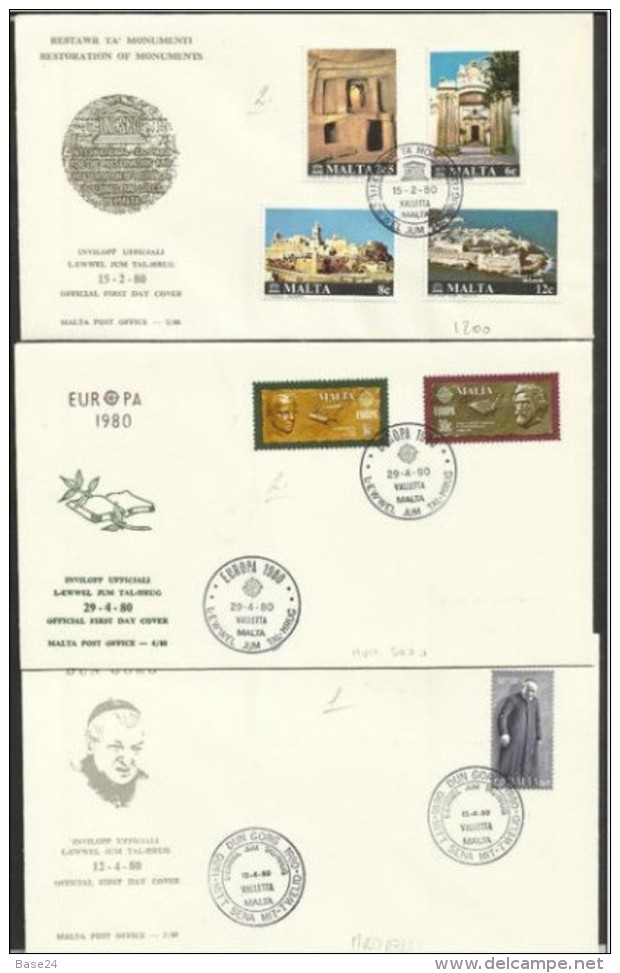 1980 Malta 5 SERIE SU 5 FDC : 596/97+598/601+602+603/4+ 605/8 - Malta