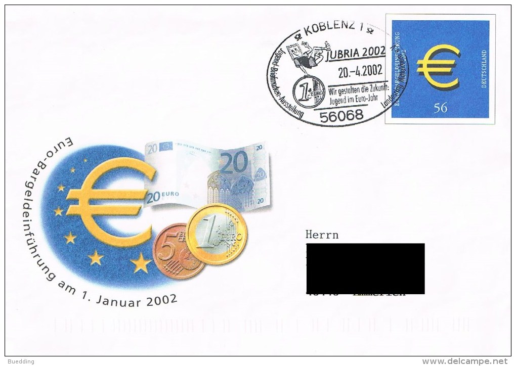 606 - USo 33 - Euro-Bargeldeinführung, Sonderstempel JUBRIA 2002 - Sobres - Usados