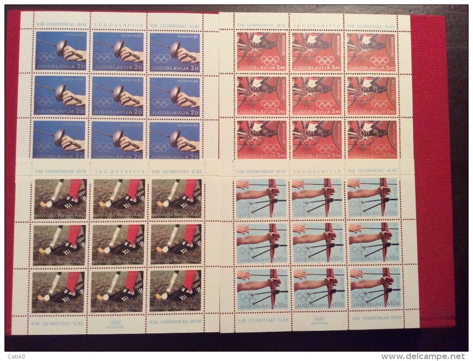 OLIMPIADI   SERIE DELLA JUOGOSLAVIA  PER LA XXII OLIMPIADE IN FOGLIETTI - Giochi Olimpici