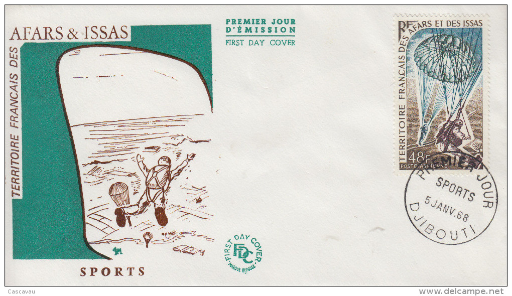 Enveloppe  FDC  1er  Jour  TERRITOIRE  FRANCAIS  Des  AFARS  Et  ISSAS    Sports  Parachutisme   1968 - Otros & Sin Clasificación