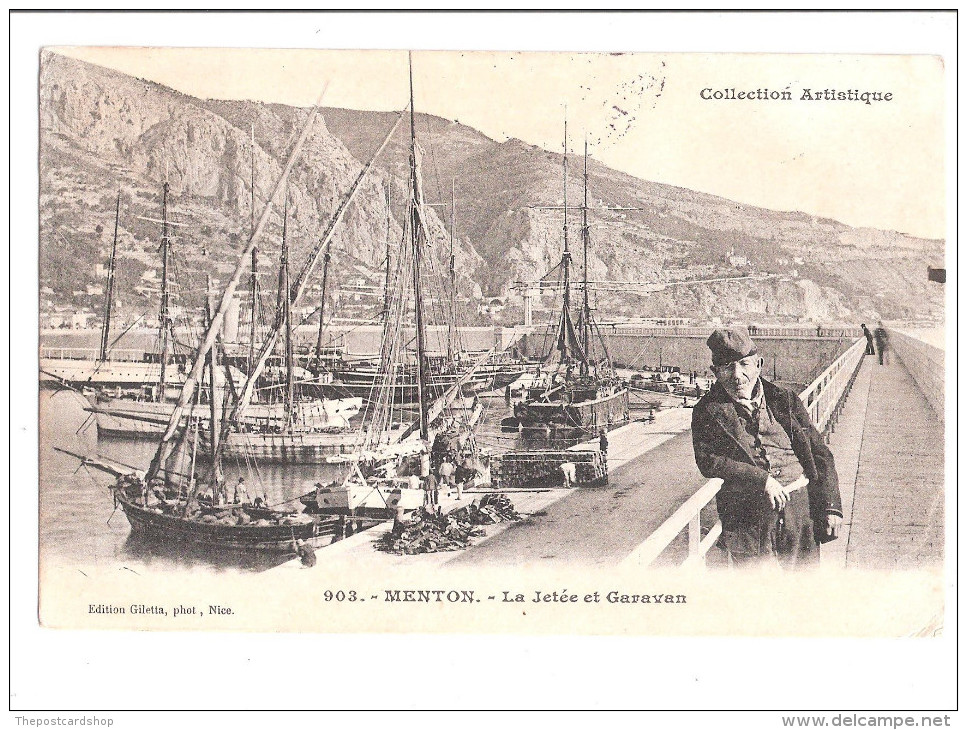 CPA 06- Menton - La Jetée Et Garavan - Editeur: Giletta N° 903 USED 1908 MENTON WITH STAMP TO ENGLAND - Menton