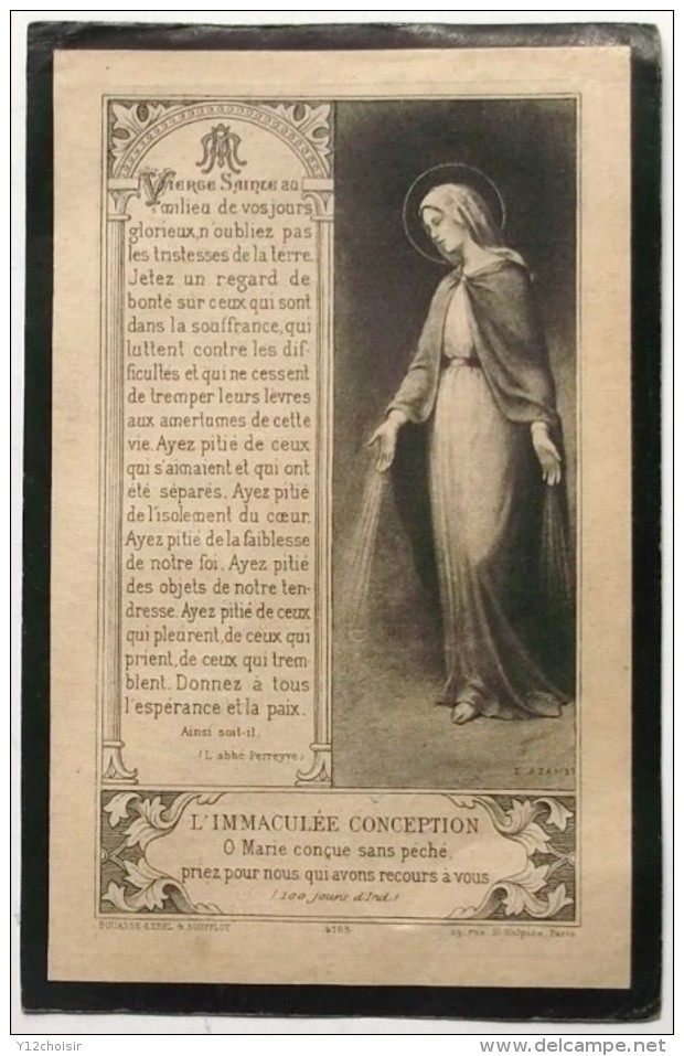 FAIRE-PART DECES 1912 DE JEANNE RABASSE MESLIER . SAINTE VIERGE . ANGOULEME - Décès