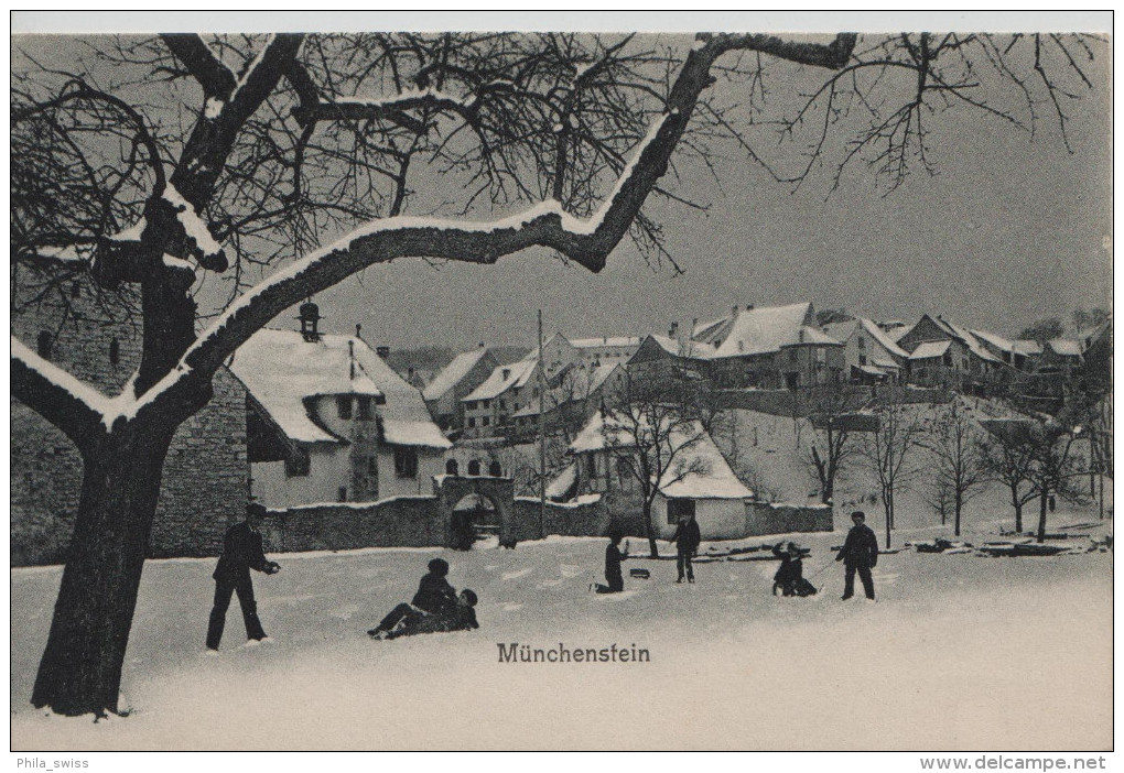 Münchenstein Im Winter - Beim Schlittlen - Sonstige & Ohne Zuordnung