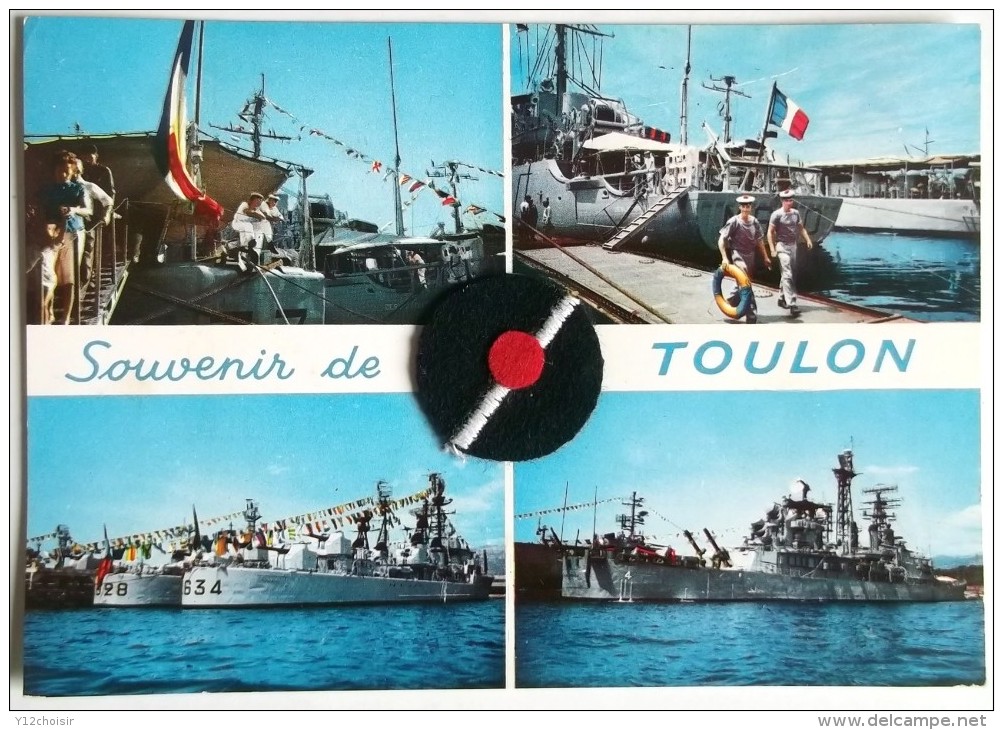 CPSM MARINE NATIONALE VISITE DE L ESCADRE SOUVENIR DE TOULON DRAPEAU BLEU BLANC ROUGE NAVIRE BATEAUX BACHI CUIRASSIER - Schiffe