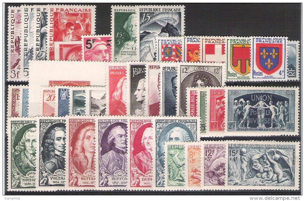 FRANCE  1949* Année Complete Avec Charniere  42 Valeurs * Y&T = 102,00 Euro - 1940-1949