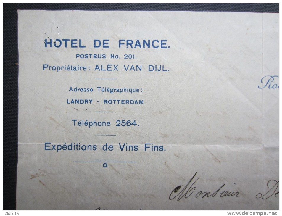 VP COURRIER PAYS-BAS (M1609) HOTEL DE FRANCE - LANDRY ROTTERDAM (2 Vues) 10/10/1915 - Pays-Bas