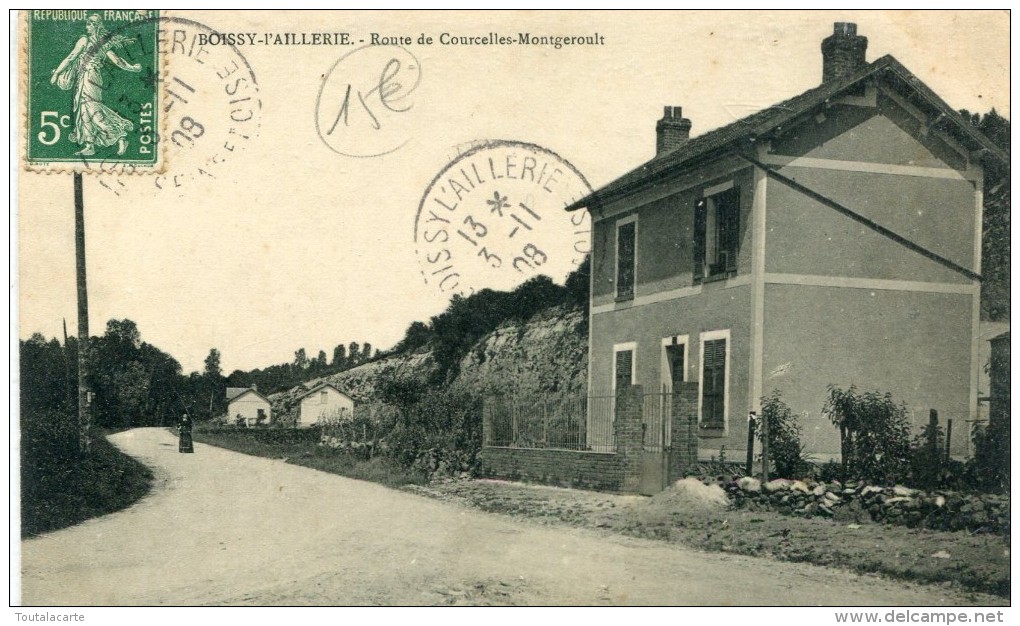 CPA 95  BOISSY L AILLERIE ROUTE DE COURCELLES MONTGEROULT 1908 - Boissy-l'Aillerie