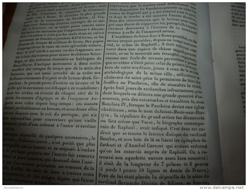 1834 LM : Le Panthéon D'Agrippa à ROME; Le Promérops (oiseau) Selon Buffon ;Amphithéâtre D'ARLES;  Clotaire II ; - Non Classés