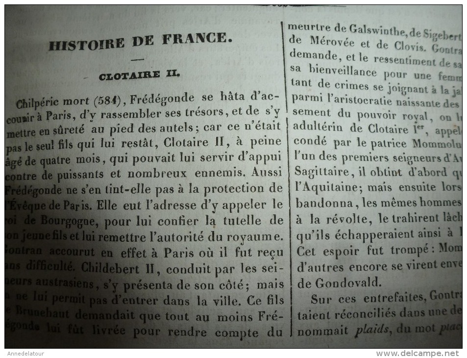 1834 LM : Le Panthéon d'Agrippa à ROME; Le Promérops (oiseau) selon Buffon ;Amphithéâtre d'ARLES;  Clotaire II ;