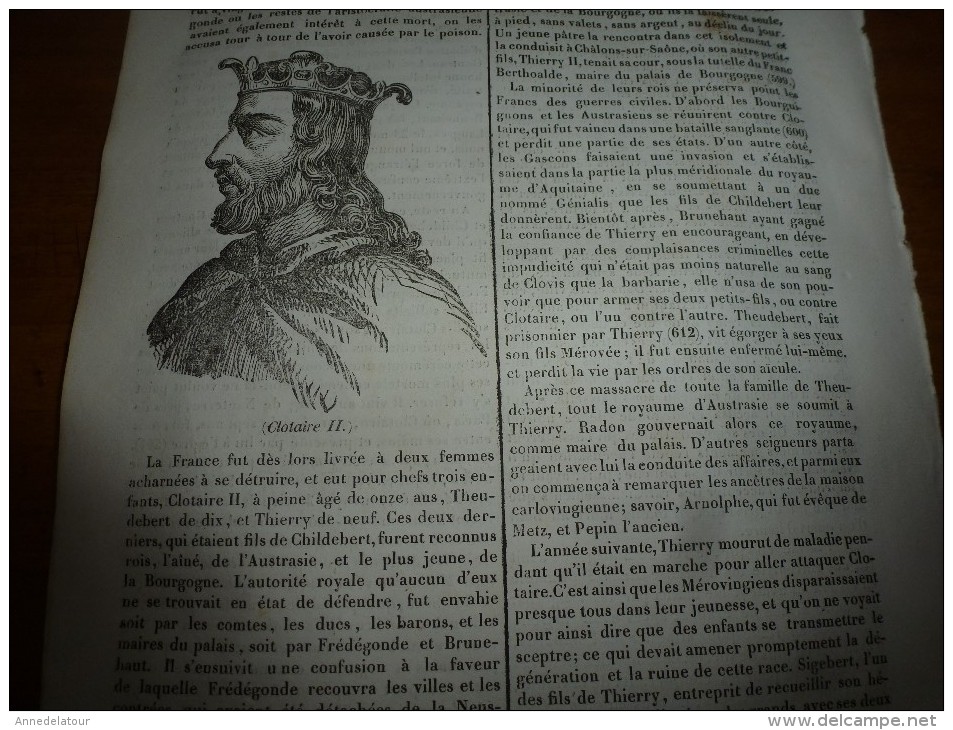 1834 LM : Le Panthéon d'Agrippa à ROME; Le Promérops (oiseau) selon Buffon ;Amphithéâtre d'ARLES;  Clotaire II ;