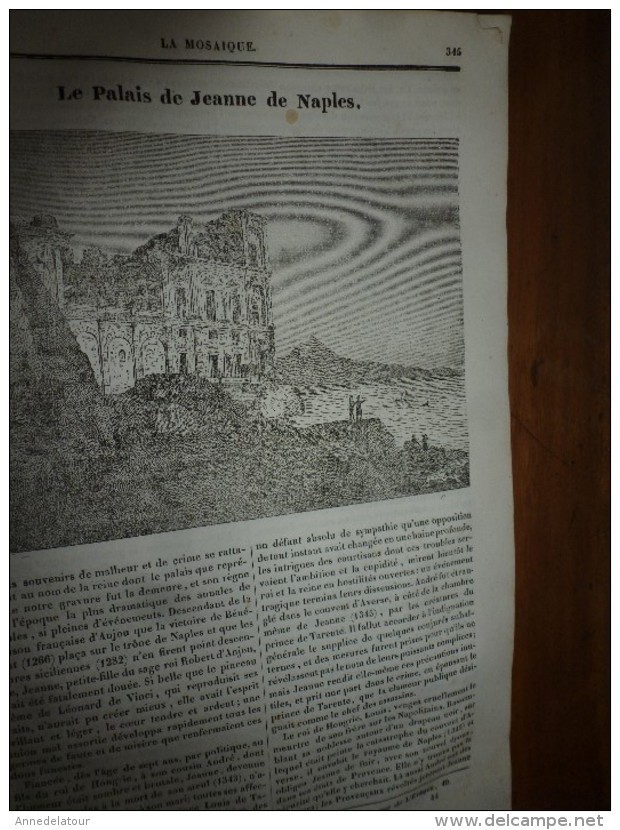 1834 LM : Le Palais De Jeanne De NAPLES; L'HIBIS Sacré, Selon Buffon; Le Buffle; Le TABAC; Le KUTTUB-MINAR  (Dehli) - Non Classés