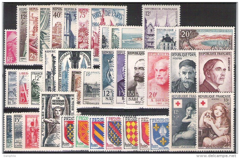 FRANCE  1954* Année Complete Avec Charniere  40 Valeurs * Y&T = 192,00 Euro - 1950-1959