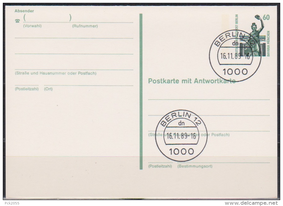 Berlin Ganzsache Mi.Nr. P 133 Stempel Berlin 16.11.89 Ungebraucht (d 3670 ) - Postkarten - Ungebraucht