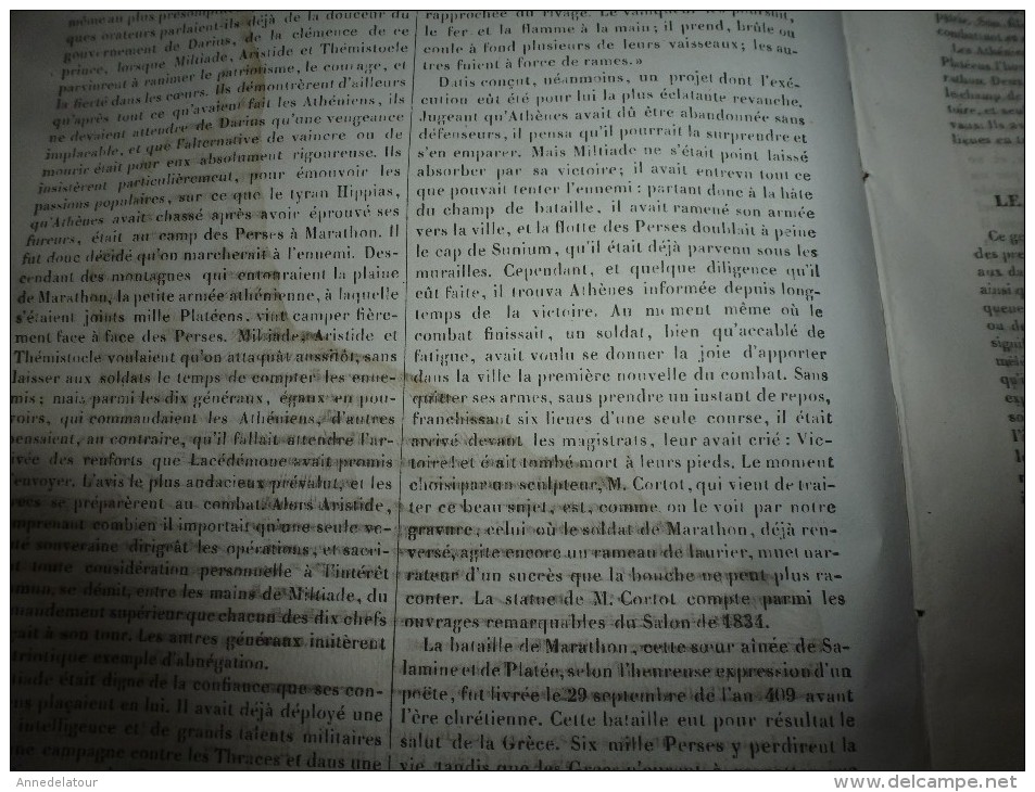 1834 LM :Le Soldat De MARATHON ; Le SERPENT A SONNETTES ; Hôtel De CLUNY ; La CHARRUE Grangé - Ohne Zuordnung