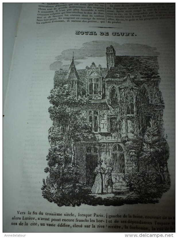 1834 LM :Le soldat de MARATHON ; Le SERPENT a SONNETTES ; Hôtel de CLUNY ; La CHARRUE Grangé