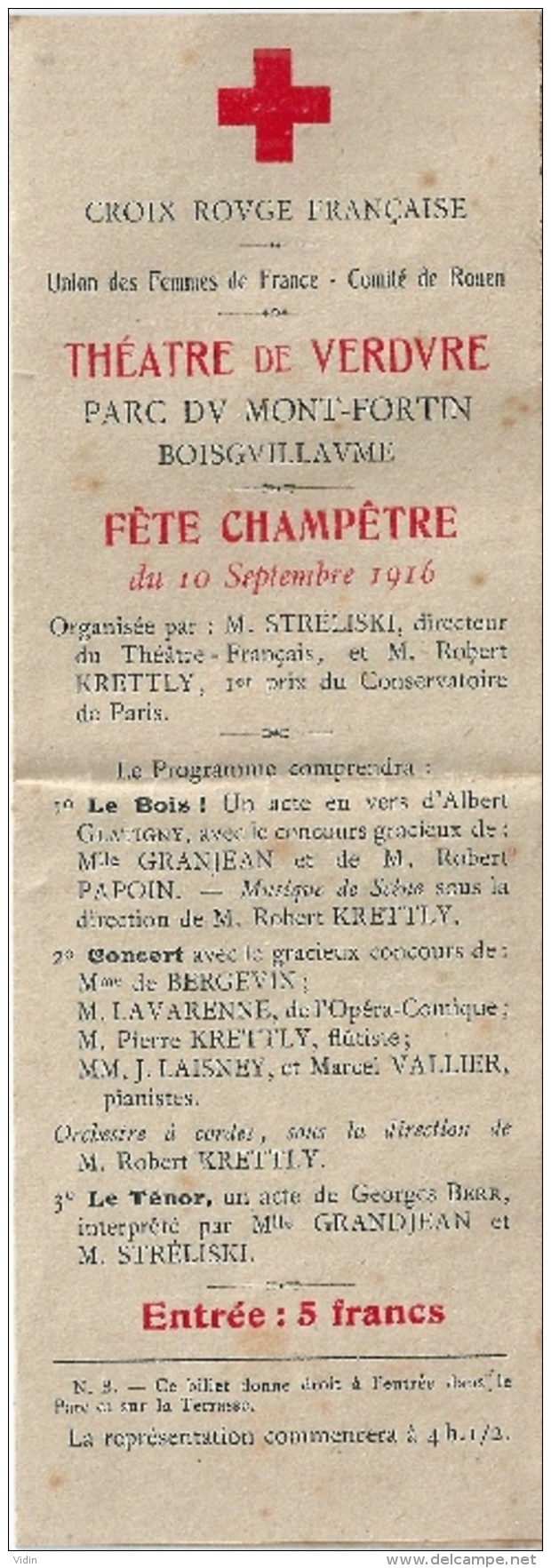 Théâtre De Verdure 1916 - Programma's