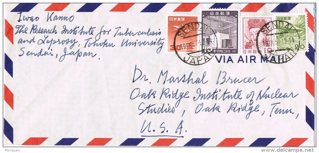 17571. Carta Aerea SENDAI (Japon) 1957 To USA - Briefe U. Dokumente