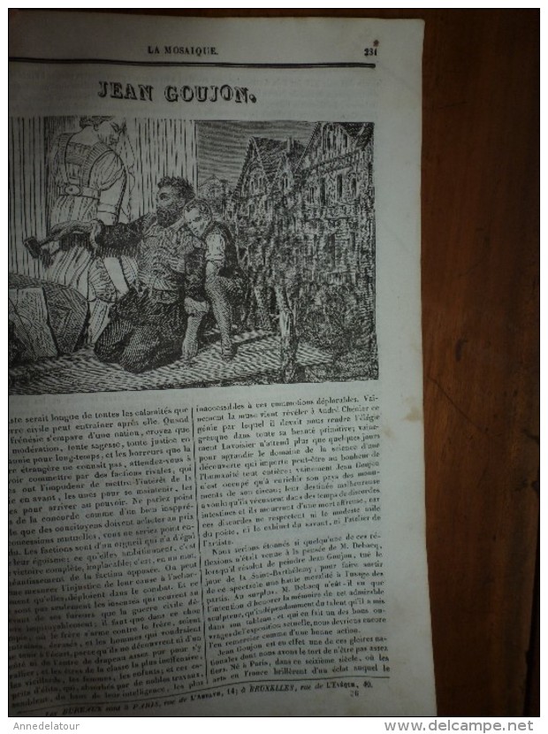 1834 LM :JEAN-GOUJON; Mausolée D'une Sultane De L'Inde; Le VOILIER PORTE-GLAIVE (poisson);Le Papayer; FRANKLIN - Non Classificati