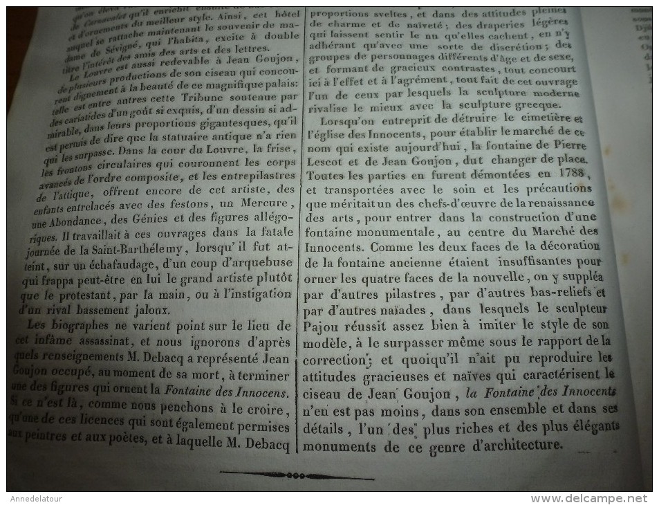 1834 LM :JEAN-GOUJON; Mausolée D'une Sultane De L'Inde; Le VOILIER PORTE-GLAIVE (poisson);Le Papayer; FRANKLIN - Non Classés