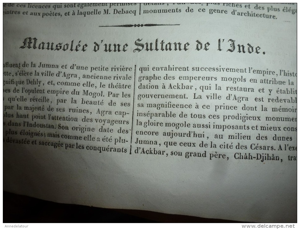 1834 LM :JEAN-GOUJON; Mausolée D'une Sultane De L'Inde; Le VOILIER PORTE-GLAIVE (poisson);Le Papayer; FRANKLIN - Non Classificati