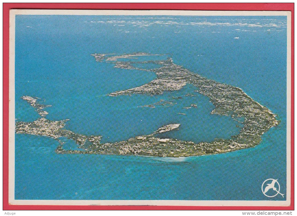 CPM *Bermudes *1988 * WESTERN VIEW Of BERMUDA From The Air * Stamp Navire  MARY CELESTIA * SUP=>Sca Recto/verso - Bermudes