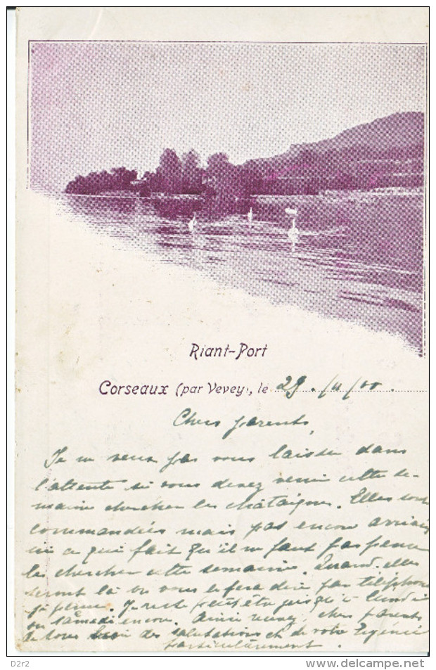 RIANT-PORT - CORSEAUX(PAR VEVEY) - DOS UNIQUE - 20.09.1900 - RR - Corseaux