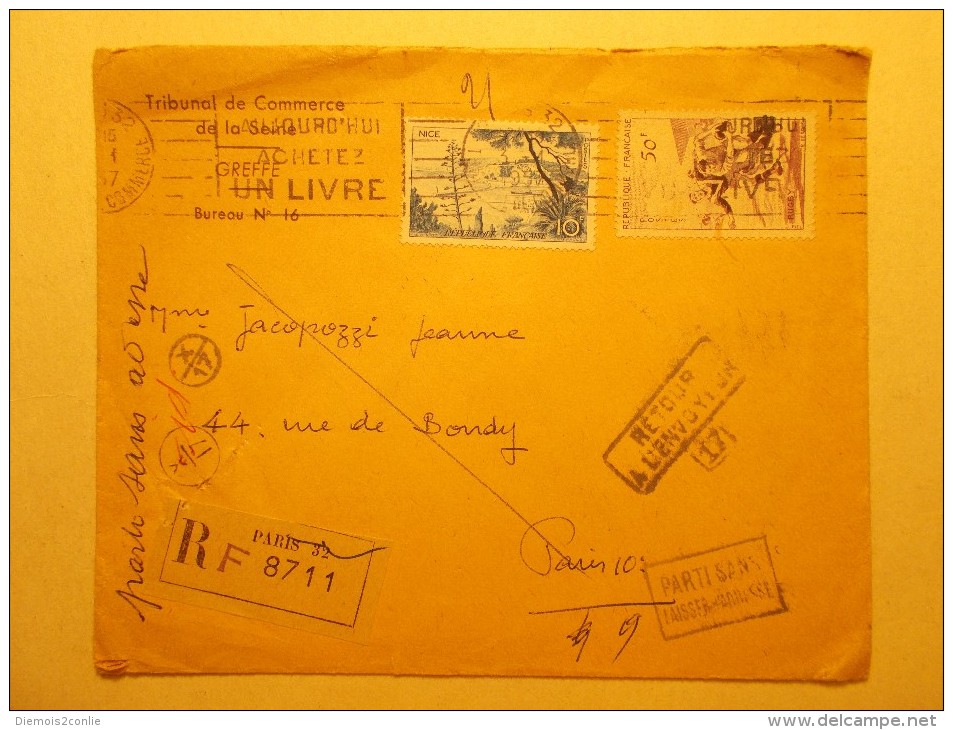 Marcophilie - Lettre Enveloppe Cachet Oblitération Timbres - FRANCE - Retour Envoyeur Paris/Paris (218) - 1877-1920: Semi Modern Period