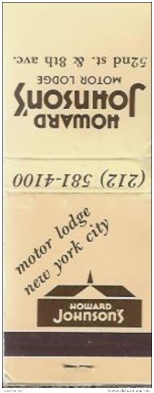 Lucifermapje - Howard Johnson's Motor Lodge 52 Nd St. & 8th Ave. New York City. Matchbox, Matches, 3 Scans - Luciferdozen