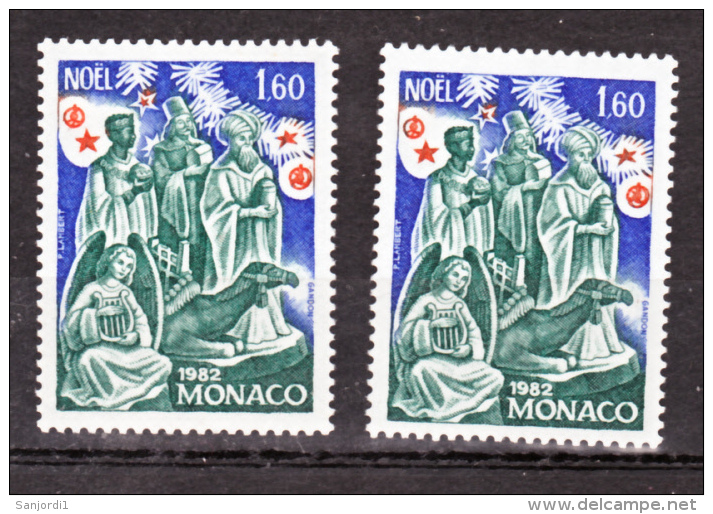 Monaco 1354 Variété étoile Bleu  Et Rouge Crèche 1892  Neuf ** TB  MNH Sin Charnela - Variétés