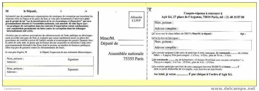 500 Francs Mitterrand , Giscard , De Gaulle (Pétition Contre La Corruption)(N° 102-2) - Specimen