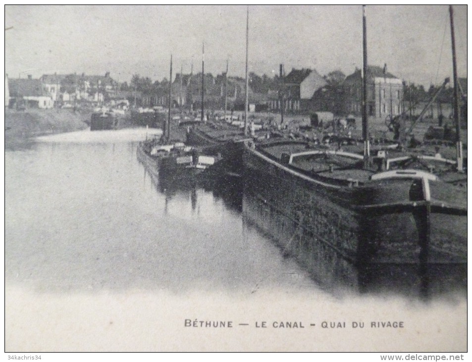 CPA 62 Pas De Calais Béthune La Canal Quai Du Rivage Péniches - Bethune