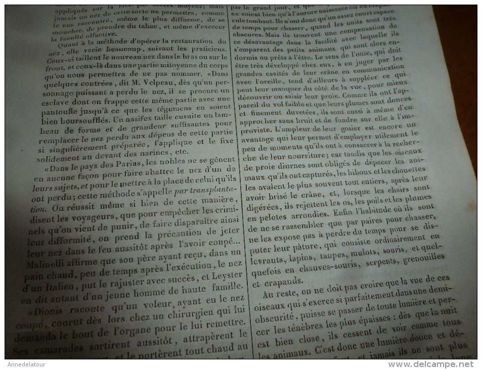 1834 LM :Le CERF et la BICHE; Temple-Bar (London);Saint-Germain-l'Auxerrois;La rhinoplastique (nez);GRAND-DUC (oiseau)