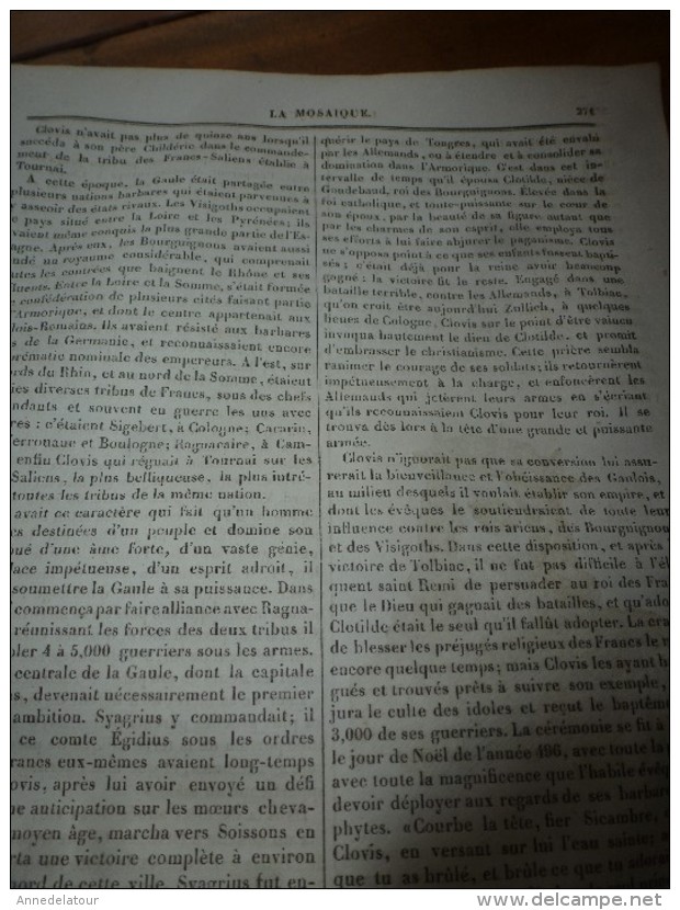 1834 LM : SPHINX a Tête de Mort; Tombeau des rois d'ARAGON; L'ANGE de MER (poisson); CLOVIS