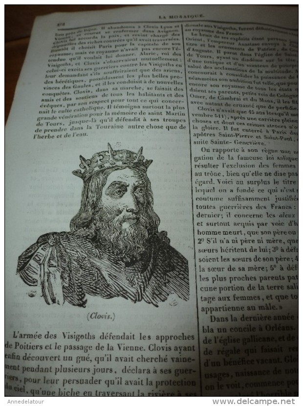 1834 LM : SPHINX a Tête de Mort; Tombeau des rois d'ARAGON; L'ANGE de MER (poisson); CLOVIS