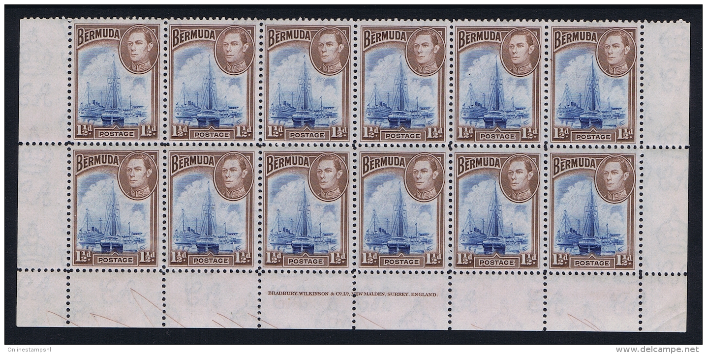 BERMUDA: SG 110 + 111a In Lowe Sheet Large Pains, Mostly MNH/** Postfrisch - Bermudas