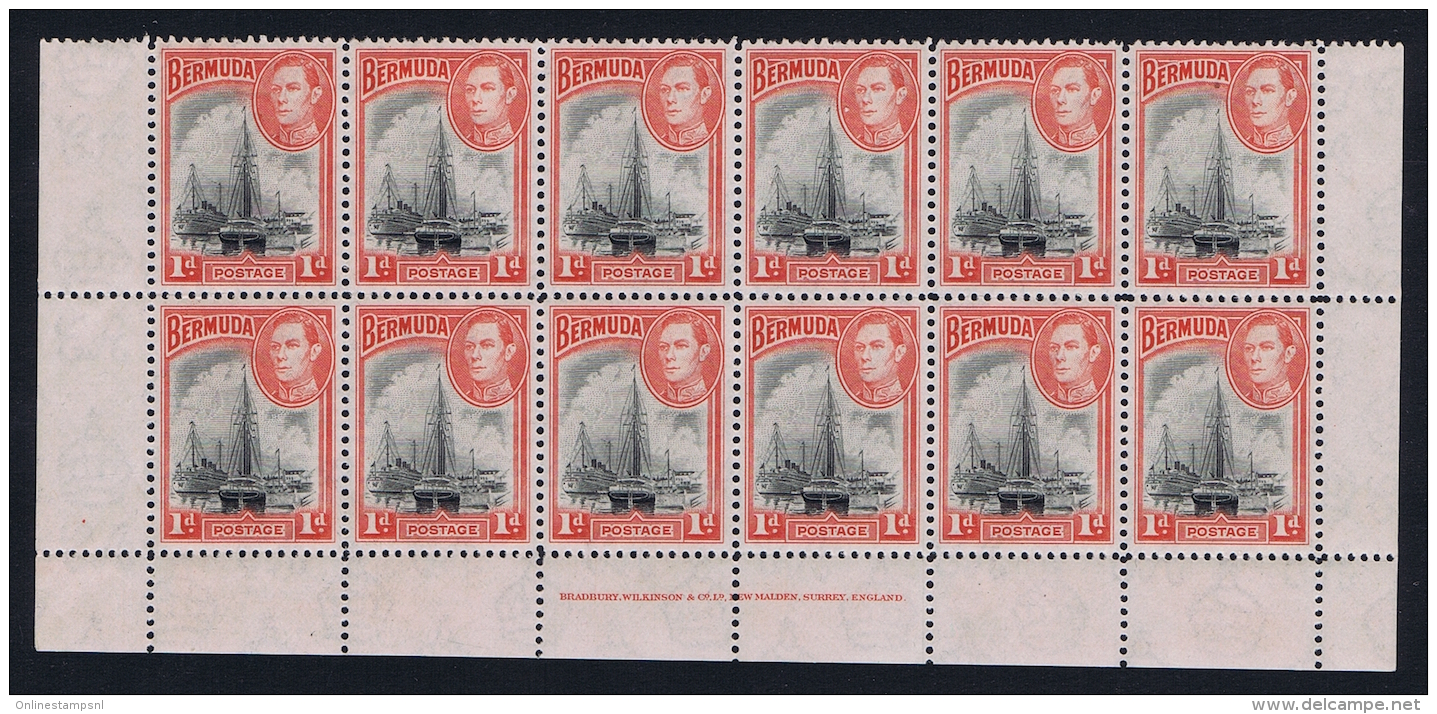 BERMUDA: SG 110 + 111a In Lowe Sheet Large Pains, Mostly MNH/** Postfrisch - Bermudas