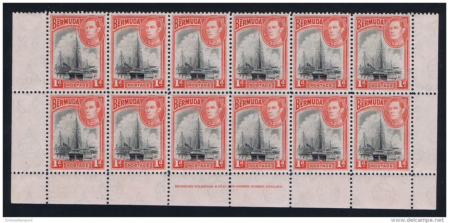 BERMUDA: SG 110 + 111a In Lowe Sheet Large Pains, Mostly MNH/** Postfrisch - Bermudes