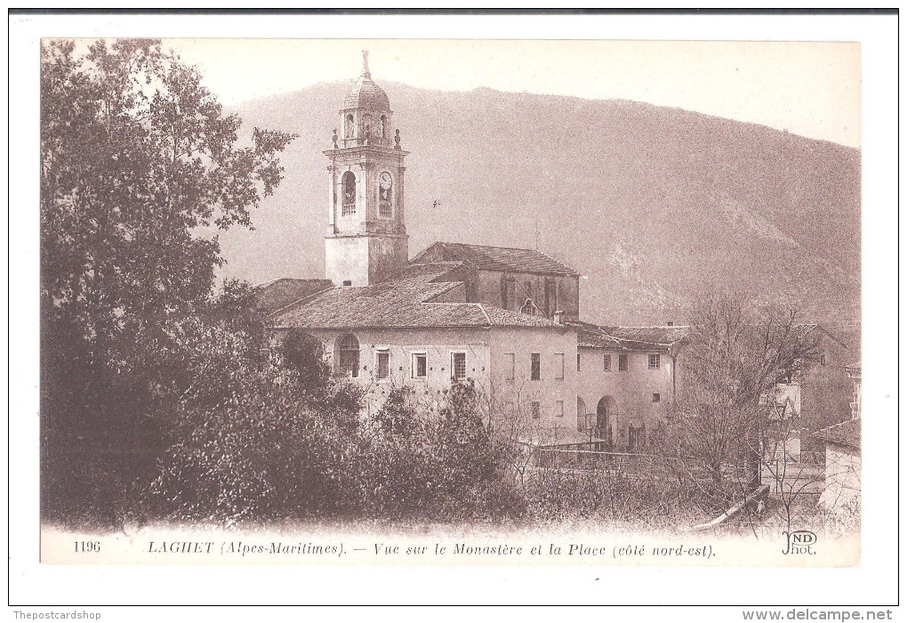 CPA 06 LAGHET Environs De Nice Vue Sur Le Monastère Et La Place ( Coté Nord Est ) Commune De La Trinité - Autres & Non Classés