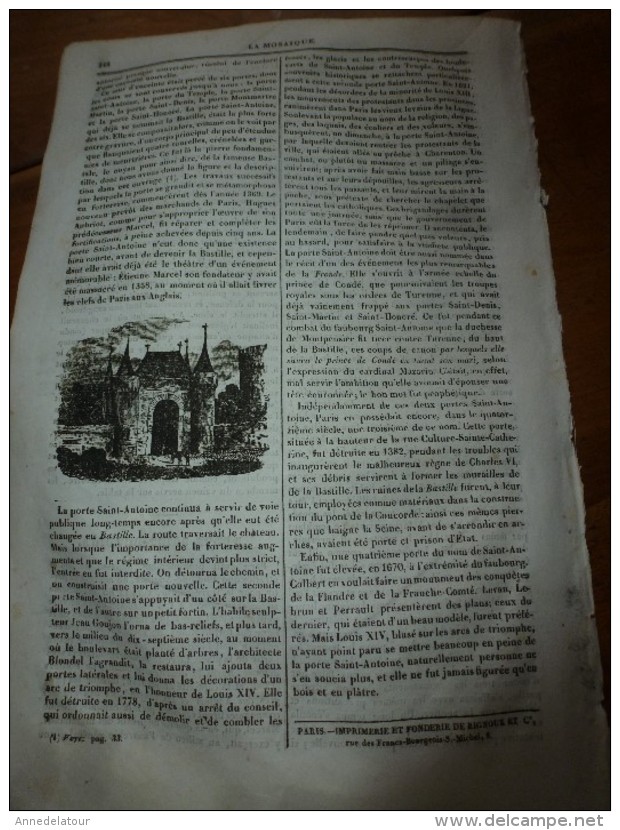 1834 LM : Chèvre et Bouc; Le bananier;FLORENCE et le PONT de la CARRAJA;Le Montagnard et le chevreuil;Porte St-Antoine