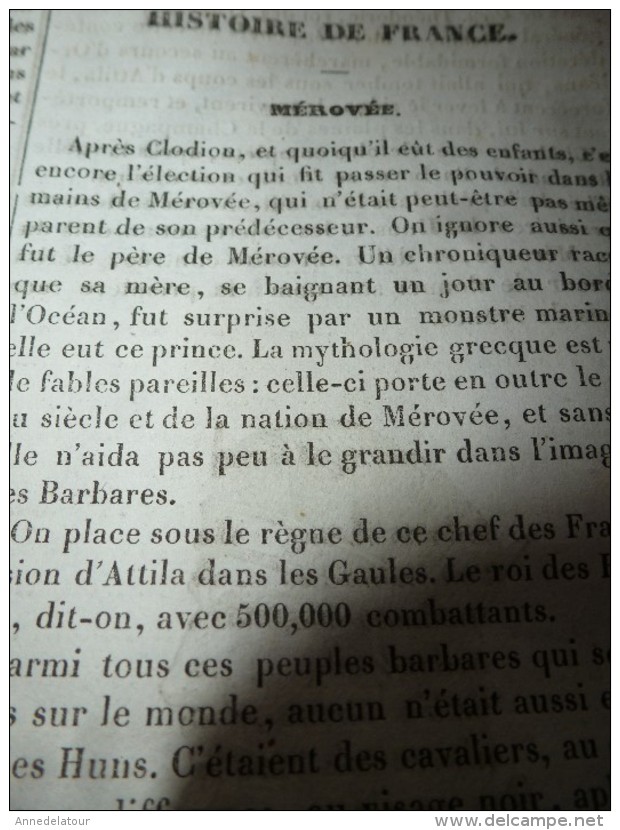 1834 LM : Temple d'APOLLINOPOLIS;Les chiens BARBETS;La carpe; Combat incroyable d'un AIGLE et d'une BELETTE ; Mérovée