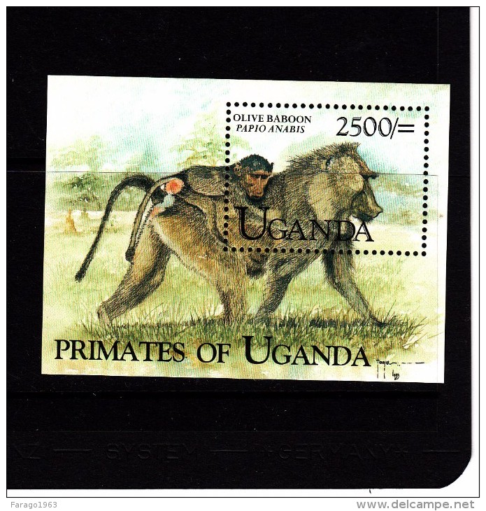 1999 Uganda  Monkeys Primates  Miniature Sheet  MNH - Uganda (1962-...)