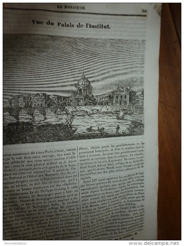 1834 LM : Palais De L'INSTITUT à Paris;Le Giroflier;Le TADORNE (oie-canard); Gravure --> Vue De L'ILE De MALTE; Léon X - Non Classés