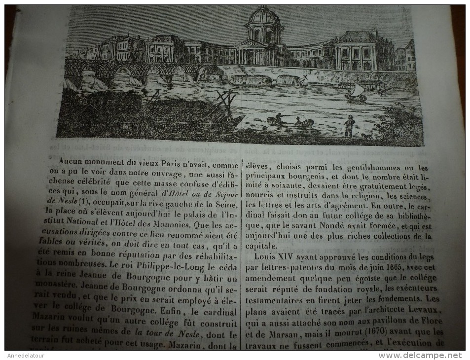 1834 LM : Palais De L'INSTITUT à Paris;Le Giroflier;Le TADORNE (oie-canard); Gravure --> Vue De L'ILE De MALTE; Léon X - Non Classés