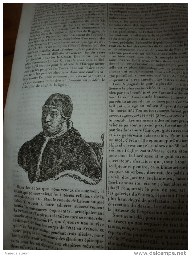 1834 LM : Palais de l'INSTITUT à Paris;Le giroflier;Le TADORNE (oie-canard); Gravure --> Vue de l'ILE de MALTE; Léon X