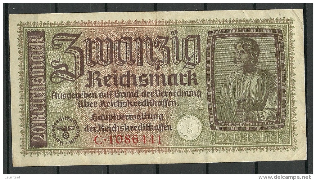 Deutschland Occupation Bank Note 20 Reichsmark Serie C - 2° Guerra Mondiale